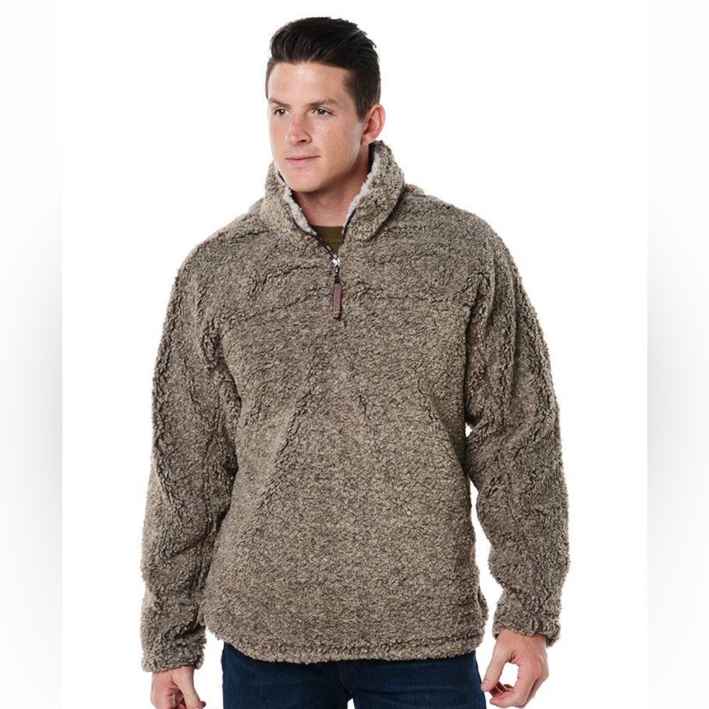 True Grit Luxe Heather Melange Shearling Quarter Zip Pullover Brown Size Small